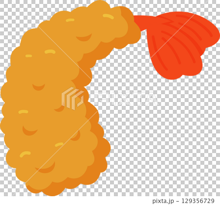 Japanese shrimp tempura in hand drawn cartoon style. Asian food for restaurants menu 129356729