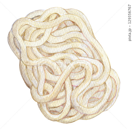 水彩イラスト　冷凍うどん　冷凍麺 129356767