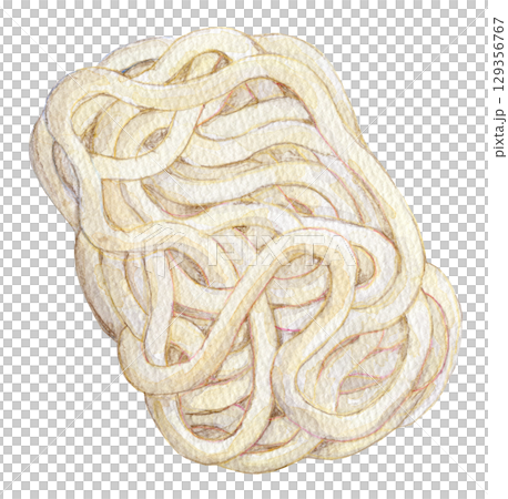 水彩イラスト　冷凍うどん　冷凍麺 129356767