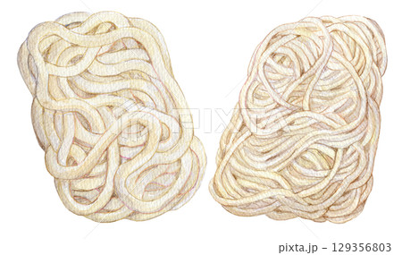 水彩イラスト　冷凍うどん　冷凍麺 129356803