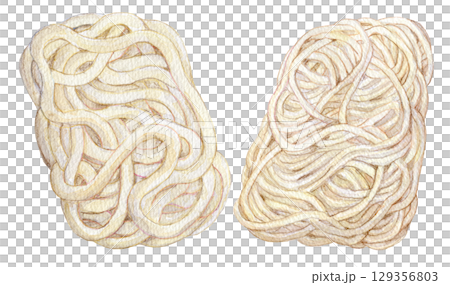 水彩イラスト　冷凍うどん　冷凍麺 129356803