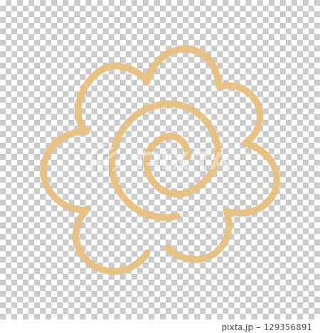 Cute hand-drawn golden flower circle - Pass, Good job, 100 points, and decorative illustrations of important points 129356891