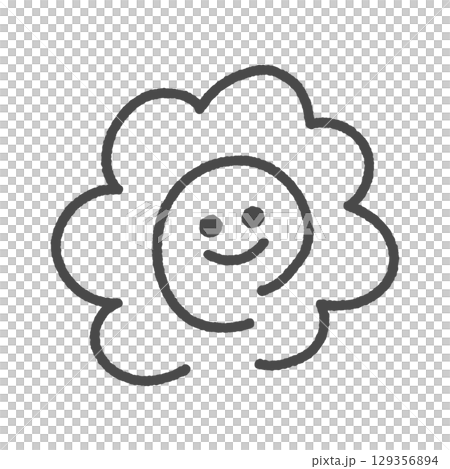 かわいい笑顔の黒い花丸の手書きイラスト - 合格･よくできました･100点など褒めるデコパーツ 129356894