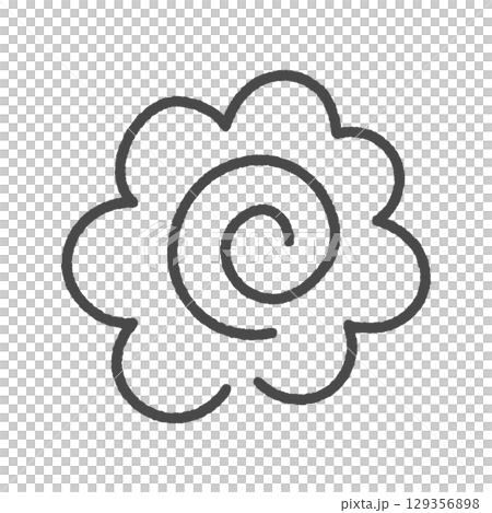 かわいい手書きの黒い花丸 - 合格･よくできました･100点のイメージや重要箇所の装飾のイラスト素材 129356898