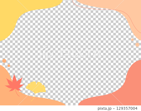 もみじとイチョウの秋フレーム 129357004