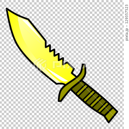 Illustration of a dangerous knife used for survival cooking or as a weapon in crime 129357523