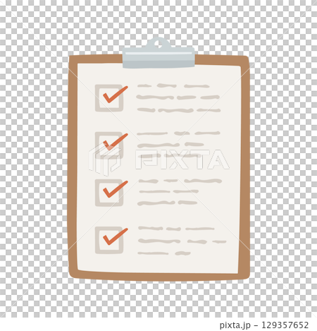 Illustration of a checklist placed in a binder 129357652