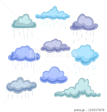 rain cloud set cartoon vector illustration 129357879