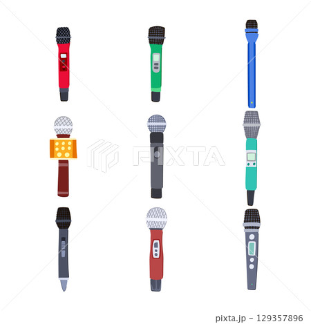 radio microphone set cartoon vector illustration radio microphone set cartoon vector illustration 129357896