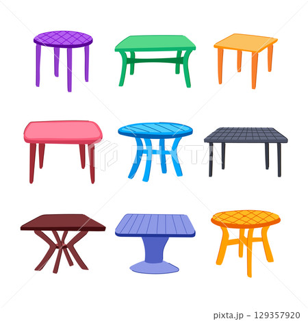 plastic table set cartoon vector illustration plastic table set cartoon vector illustration 129357920