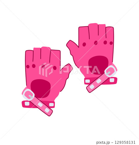 electric leather gloves cartoon vector illustration 129358131