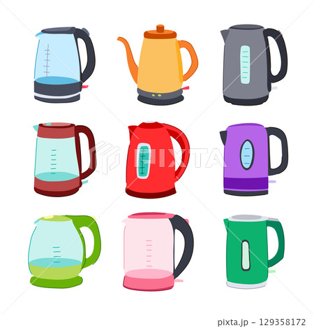 kettle electric set cartoon vector illustration 129358172