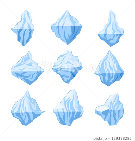 iceberg set cartoon vector illustration 129358283