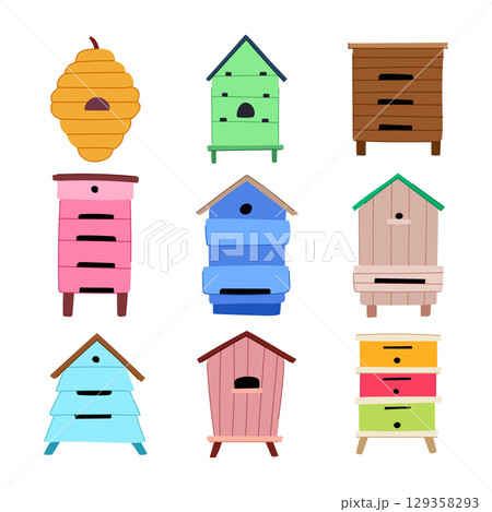 hive set cartoon vector illustration 129358293