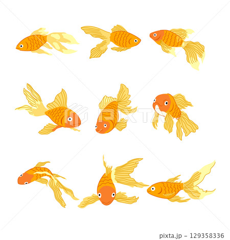 goldfish set cartoon vector illustration goldfish set cartoon vector illustration 129358336