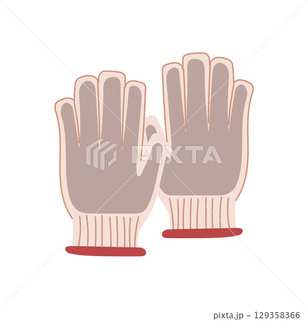 comfortable garden gloves cartoon vector illustration 129358366