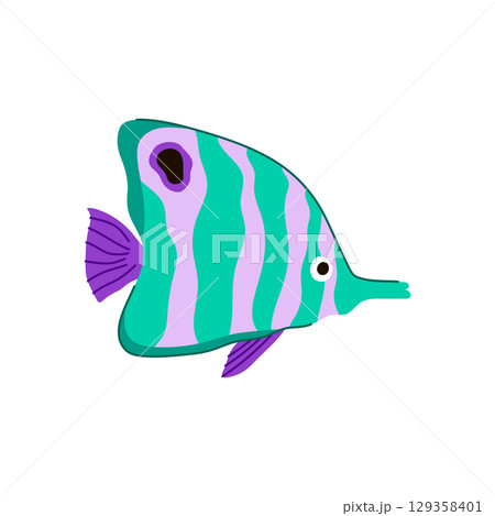 puffer exotic fish cartoon vector illustration 129358401