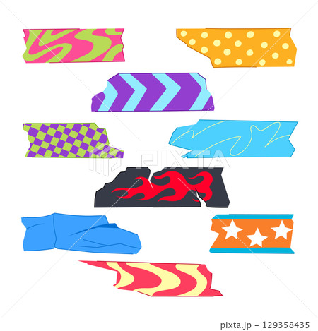 duct tape y2k style set cartoon vector illustration duct tape y2k style set cartoon vector illustration 129358435