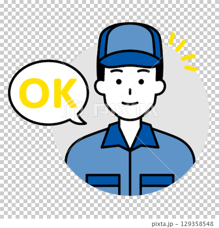 身穿工作服的男人的圖標（OK） 129358548