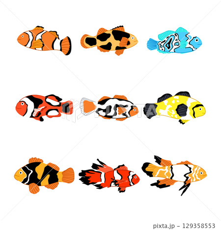 clown fish set cartoon vector illustration 129358553