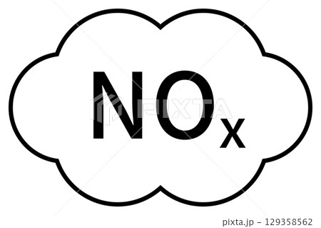 NOx(窒素酸化物)のシンプルなアイコン、雲の形 NOx(窒素酸化物)のシンプルなアイコン、雲の形 129358562