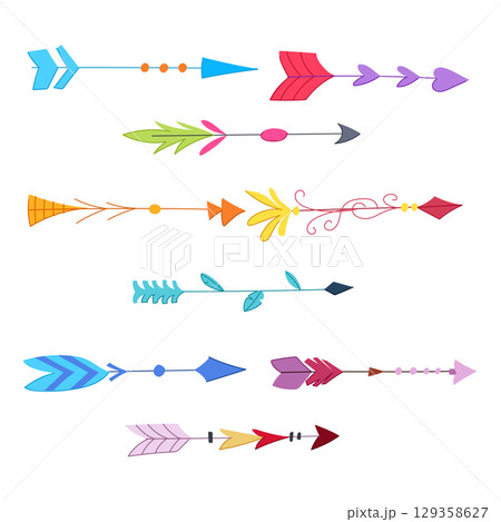 boho arrow set cartoon vector illustration 129358627