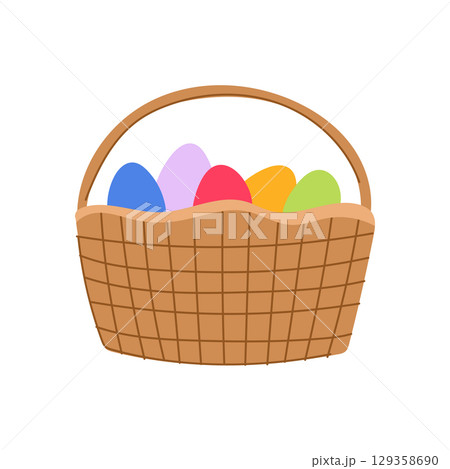 eggs basket easter cartoon vector illustration 129358690