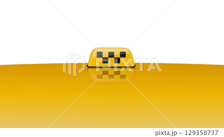 Taxi car roof sign yellow Banner advertising. Realistic illustration isolated on white. Vector 129358737