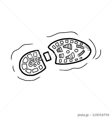 Shoe footprint imprint marking starting point of journey 129358750