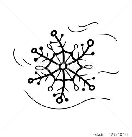 Snowflake falling down during winter blizzard 129358751