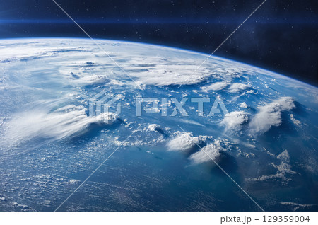 Earth in the space. Ocean planet habitable. 129359004
