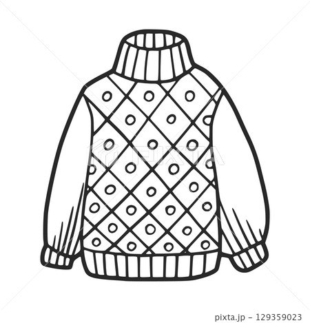 Warm winter sweater with geometric pattern showing cozy style 129359023