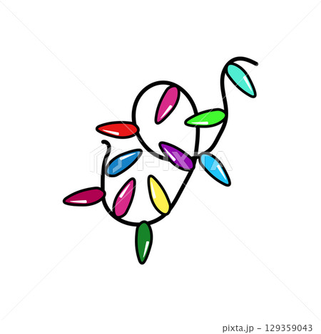 Colorful string of christmas lights forming a festive decoration 129359043