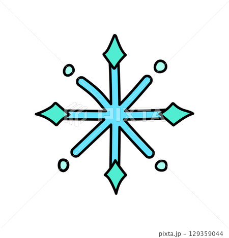 Light blue snowflake falling on white background 129359044