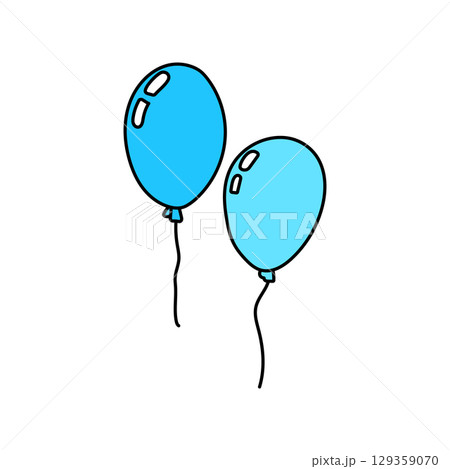 Two blue balloons floating celebrating a festive occasion 129359070