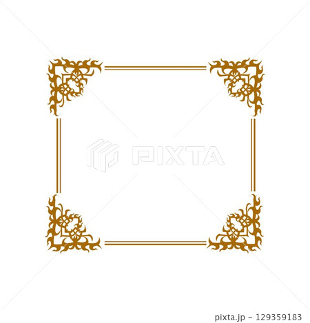 Luxury Corner Golden Rectangle Certificate Border Pattern Line Photo Frame Islamic Wedding Invitation Background Vector 129359183