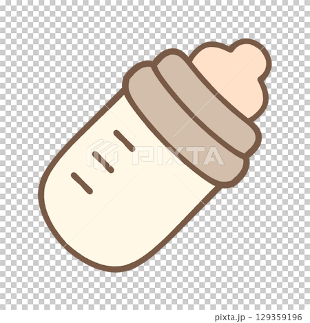 シンプルでかわいい哺乳瓶のアイコンイラスト素材 129359196