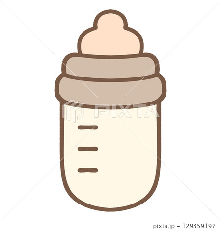 シンプルでかわいい哺乳瓶のアイコンイラスト素材 129359197
