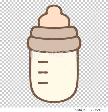 シンプルでかわいい哺乳瓶のアイコンイラスト素材 129359197