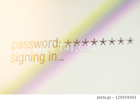 Signing in a website after entering password. Concept of entering webpage or server after security check 129359301