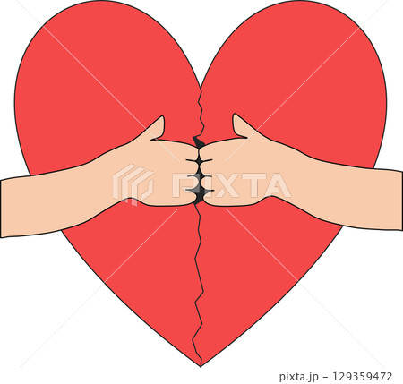 ハートを割るグラフィック素材イラスト ハートを割るグラフィック素材イラスト 129359472