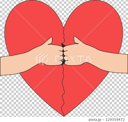 ハートを割るグラフィック素材イラスト ハートを割るグラフィック素材イラスト 129359472