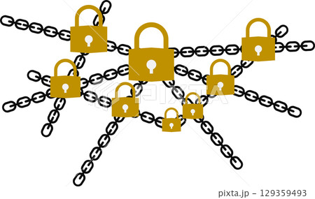 鍵で施錠されているグラフィック素材イラスト	 129359493