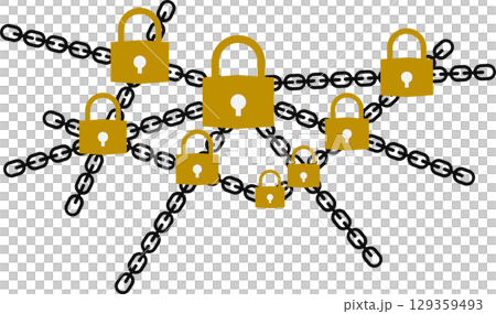 鍵で施錠されているグラフィック素材イラスト	 129359493