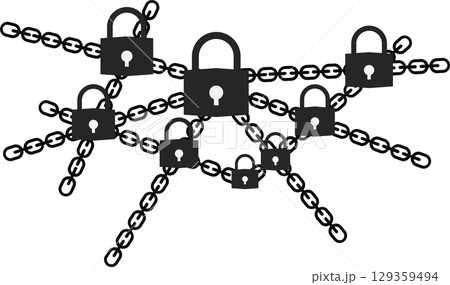 鍵で施錠されているグラフィック素材イラスト	 129359494