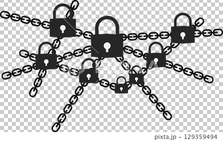 鍵で施錠されているグラフィック素材イラスト	 129359494