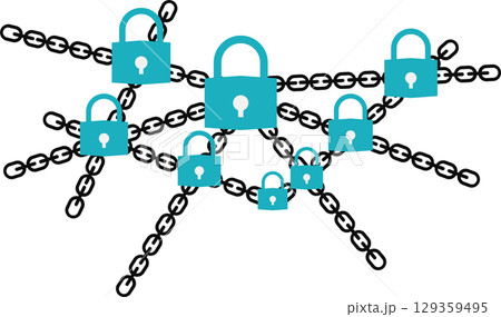 鍵で施錠されているグラフィック素材イラスト	 129359495