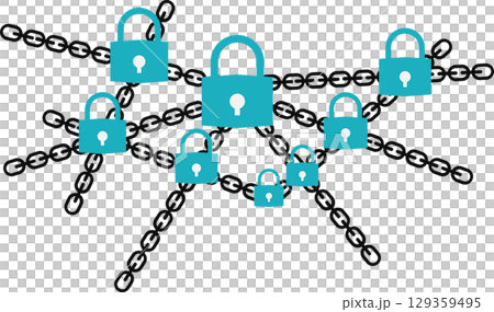 鍵で施錠されているグラフィック素材イラスト	 129359495