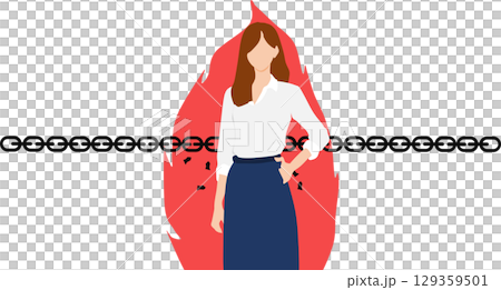 常識にとらわれないビジネスウーマンイラスト 129359501