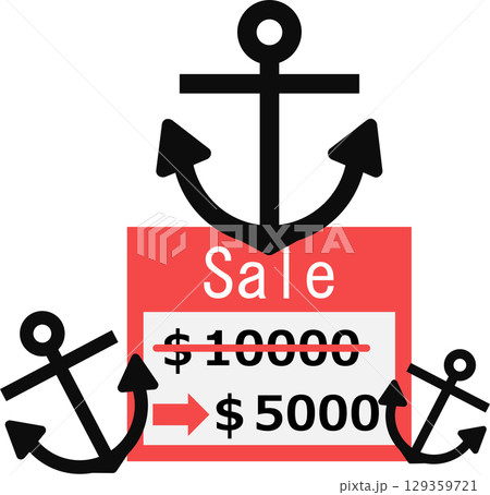 アンカリング効果のイラスト(行動経済学)	 129359721